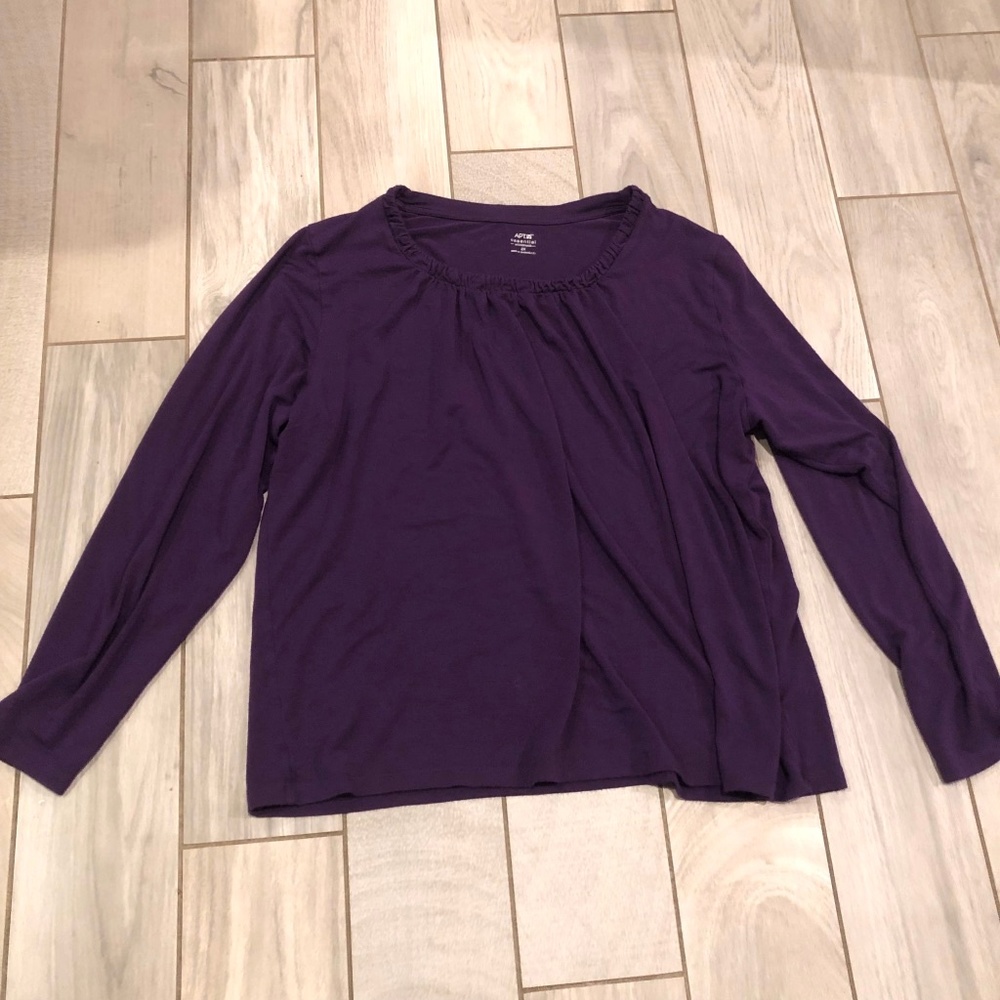 APT. 9 Purple 2X scoop neck long sleeve top